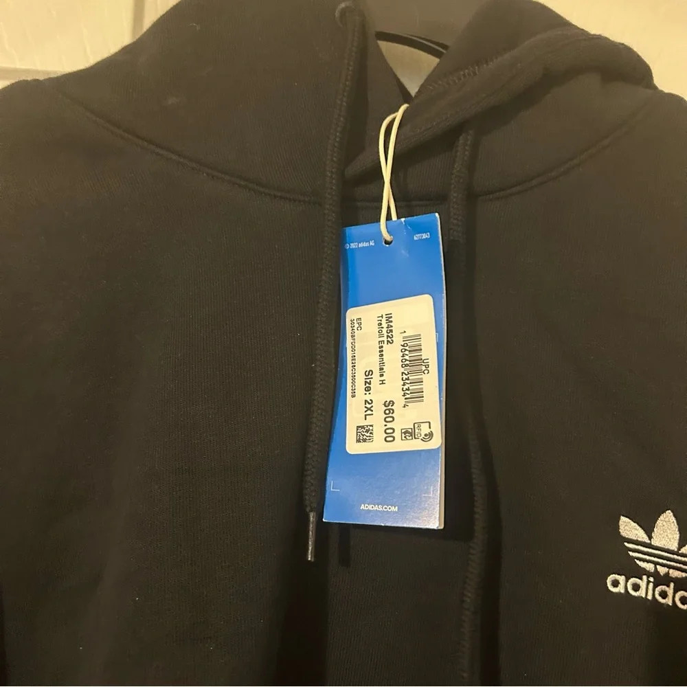 New adidas Originals Men's Trefoil Essentials Hoodie, Black, XX-Large